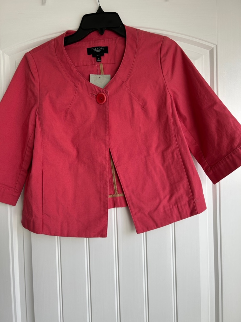 Talbots Coral-Pink Cropped Jacket with Single Button
